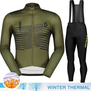 Fans Tops Tees Scott Cycling Kleidung Tricuta Herren Professionelle Hemd Winter Warm Hosen Gel Fahrrad Jersey Uniform Set Q240511