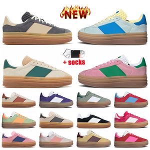 2024 New Platform Bold Sneakers Women Casual Designer Shoes Cream Collegiate Green Wild Pink Glow Gum Almost Blue Yellow White Black Grey Suede Upper Girls Trainers