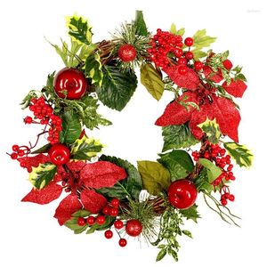 Flores decorativas Christmas Wreath Garland Red Berry para decoração da lareira da janela da porta da frente