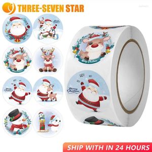 Gift Wrap 500Pcs Christmas Tree Santa Claus Merry Stickers 2.5cm Sealing Holiday Candy Bag Box Decoration