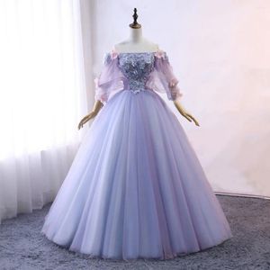 Party Dresses Custom Women Prom Dress Ball Gown Long Quinceanera Floral Flowers Masquerade Wedding Bride Illusion Back