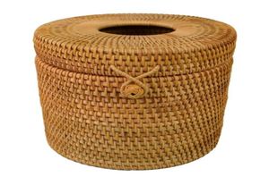 Round Rattan Tissue Box Vine Roll Holder Toalettpappersöverdrag för BarthroomHomeel och Office8414320