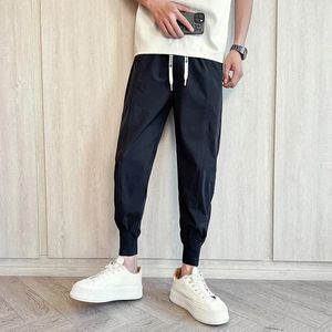 Erkek pantolon yaz erkek joggers pantolon siyah pembe hızlı kurutma ince fit pantolonlar yüksek kaliteli çizim moda gündelik ayak bileği uzunluğu