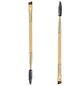 Hela 1st Makeup Bamboo Handle Double Eyebrow Brush Eyebrow Combe Eyelash och Makeup Brush Tools New Whole9819811