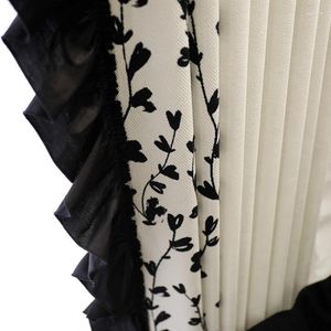 Curtain French Cream Style Black And White Printed Curtains High-end Chenille Blackout For Living Dining Room Bedroom Custom