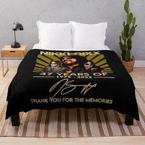 Blankets Nikki Sixx 45 Years Of 1975 2024 Thank You For The Memories Signatures Customize Throw Blanket Personalized Gift