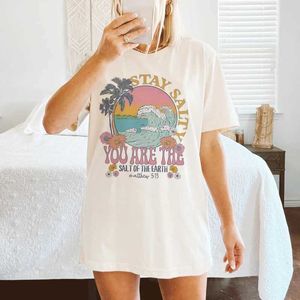 Kadın T-Shirt Kadın İncil Ayet T-Shirt Vintage Estetik İsa İnanç Grafik Tshirts Kısa SLVE Hıristiyan T-Shirt Retro İlham Verici Üstler T240510