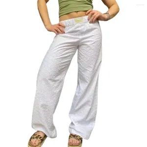 Kvinnors byxor kvinnor avslappnad snyggt ben med elastiska midja fickor för streetwear lounge slitage midjeband