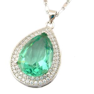 Projektant biżuterii tiffanyjewelry nowy projekt srebrny wisiorek zielony spinelowy kamień naszyjniki z kamieniem naturalnym biżuteria Kobieta 649
