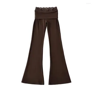 Pantaloni da donna giapponese in stile anni 2000 donne da yoga 2024 leggings svasati di bagliori coreani spingono il sudore neri in pizzo