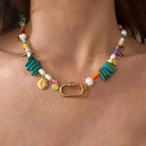 Summer Boemian Colorful Seed perline corta Collana femmina Girl Collar perla naturale Gioielli decorativi a sospensione Multipance 240428