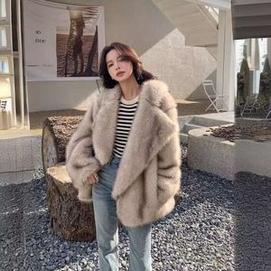 Brand Luxury Fashion Gradient Animal Color Faux Fur Coat Jacket Women Winter Loose Oversized Long Fluffy Overcoat Outerwear