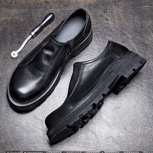 Casual Shoes Retro Mens Business Luksus prawdziwy skórzany stopa moda 2024 Autumn Designer Black Platform Man
