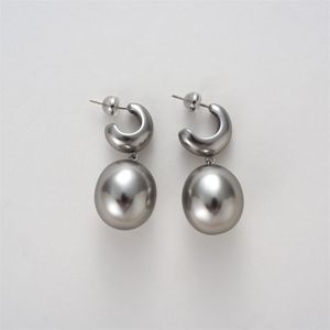 2024 mode trend inlagd oval grå runda pärlörhängen för kvinnor vintage design ljus lyxig topp charm smycken