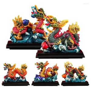 Dekorativa figurer Kinesiska drakstaty Fade Resistant Feng Shui Sculpture Decoration Creative Zodiac för studierumsskrivbord