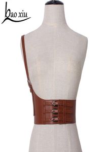 2019 Women039S Wide Elastic Leather Belt Casual Corset Belt Solas de ombro Decoração Vestido de cintura Menina Suspenders Q06248414677