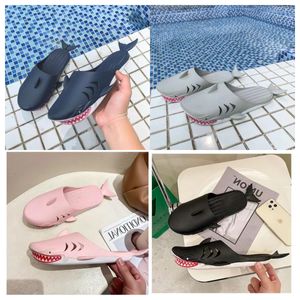 2024 new Designer Creative quirky shark black white green grey sandals parent-child family wear outside summer anti indoor baotou sandals couples beach slippers