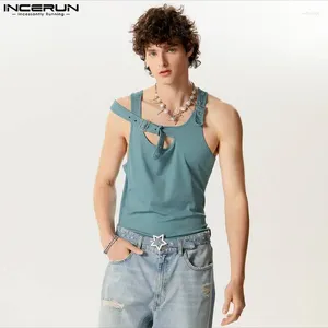 Men's Tank Tops INCERUN 2024 American Style Men Fashion Deconstruction Design Vests Casual Streetwear Solid Knitted Pit S-5XL