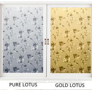 Adesivos de janela de grau superior groste gracas douradas lotus de alta segurança janela/porta adesiva de vidro bloqueio estático clings 45-90cm 200cm