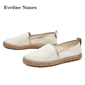 Casual Shoes Woven Solid Sewing Patchwork Pumps Round Toe Flat With Slip On Women Sandals White Shallow Nifty Summer Comfortable