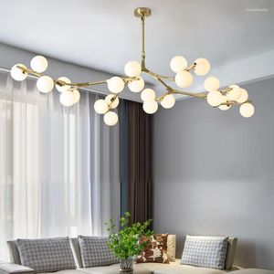 Lustres de lustres de árvores modernas galhos de teto led bolas de vidro para sala de jantar luminárias de quarto de quarto decoração de casa pendurada luminária