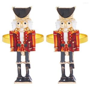 Table Cloth Christmas Napkin Rings Alloy Buckle Serviette Buckles Holding Nutcracker Shaped Holder Home Restaurant