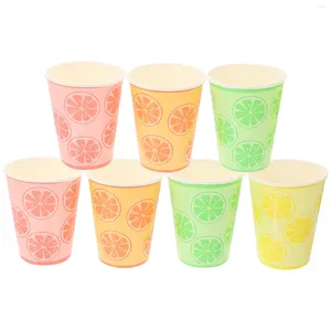 Одноразовые чашки соломинка 8 шт. Лимонная бумага свадебные кофейные кружки выпить ванную пикник праздничный фестиваль вечеринка