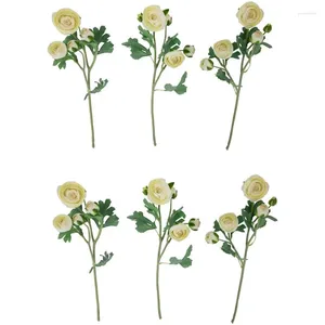 Decorative Flowers Of 6 Cream Ranunculus Artificial Floral Sprays 21"