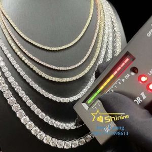 Pass Tester Large Stock Hip Hop Jewelry 2.0Mm-6.5Mm VVS Moissanite Diamond Sier Iced Out Tennis Chain Necklaces