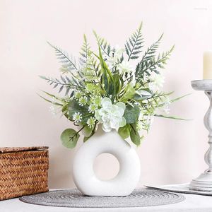 Flores decorativas 1PC-32cm Simulação Mini Peony Leaf Grass Tree Flower Sala da sala Decoração de mesa de planta verde artificial