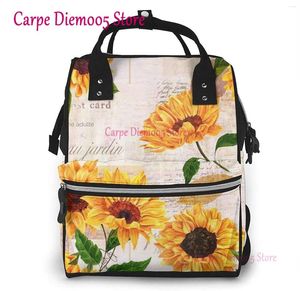 Рюкзак Vibrant Yellow Suntlowers Printed Mummy Bag Mumyfering Multifuntearnity Bags Sacks с карманом ноутбука с карманом ноутбука