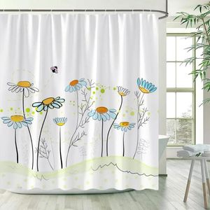 Tende doccia floreali fiori blu pianta astratta arte astratta moderna tessuto in poliestere minimalista per bambini decorazioni tende da bagno con ganci