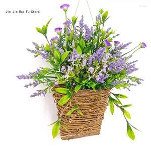 Decorative Flowers E8BD Wall Hanging With Basket Artificial Flower In Baskets For Door Garden Decorations Dining Table Centerpieces