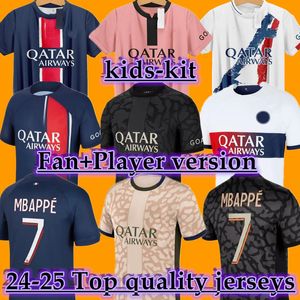 24 25 Maillot Mbappe Soccer Jerseys Kids Kit 2023 2024 Maglia Paris Home Away 23-24 Player Version Training Pre Match Football Shirt Hakimi Fabian Vitinha O Dembele