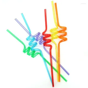 Disposable Cups Straws 10pcs Creative Spiral Art Party Summer Birthday Straw Supplies For Cocktail Cola Coconut Kitchen Bar Artistic