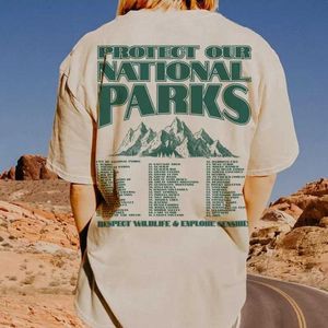 Women's T-Shirt Women Vintage National Parks Back Print T-Shirts Retro Aesthetic Outdoor Camping T Shirt Unisex Environmental T Shirt Tops T240510