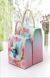 20pcs Hediye Çantaları Kulplu Kelebek Çiçekler Tatlı Kağıt Şeker Kutuları Düğün Dekorasyon Evliliği Güzel Hediye Wrap4307188
