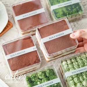 Coppe monouso cannucce 10pcs Net Red Tiramisu Box Boxaging Boxes Container Container Plastica Trasparente Mousse Cake Dessert con coperchi