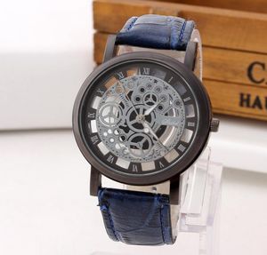 12 Color Najnowszy naśladowanie Mechine Men Zegarwatch Casual Skeleton Watch Kolor skórzany zespół Women Hollow Mechanical Watches5323005