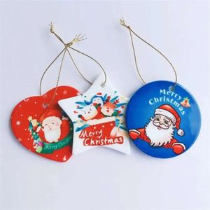 Anhänger Keramikparty Feste Blanks Sublimation versorgt Weihnachtsdekorationen 3 Zoll Wärmeübertragung Keramik Ornament Au23 S Au2