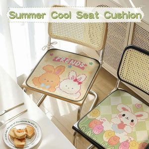Pillow INS Cute Breathable Chair Square Ice Silk Seat Pad Summer Cartoon Pattern S Protection Almofadas