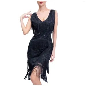 Gelegenheitskleider plus Größe Vintage Fransen Persönlichkeit Pailletten Perlen Quasten Saum Flapper Kleid für Frauen fördern Abschlussball