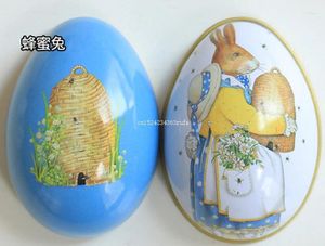 Party Favor 50sts Easter Egg Tin Boxes Painted Eggshel Pills Case Can Wedding Candy Jewelry Accessory Iron Trinka Gift