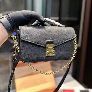 Hochwertige Umhängetasche Frau Metis Handtasche Leder Griff Marke Small Messenger Bag Designer Blumenbuchstaben Checked Purse Crossbody Taschen