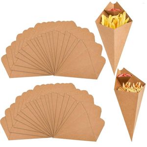 Disposable Cups Straws 100pcs/Lot Cone Kraft Paper French Fries Cup Fried Chicken Wings Popcorn Dessert Storage Boxes
