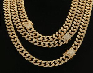 1624inch diamond Zircon Cuban Link Chain Nekclace Hip Hop Jewelry Set 18K Gold Diamond Buckle Stains Letclaces for Men Will 7594565