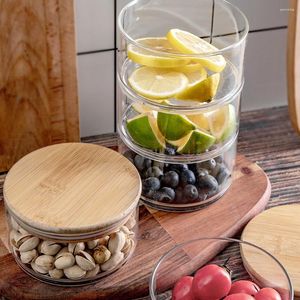Dinnerware Wooden Round Jar Lid Bamboo And Sealing Cover Cutting Board Bottle