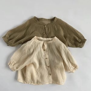 Summer Fashion Lightweight Baby Tops Tops a petto singolo Shirt a maniche lunghe Abbigliamento per la crema solare per 1-8 anni 240512