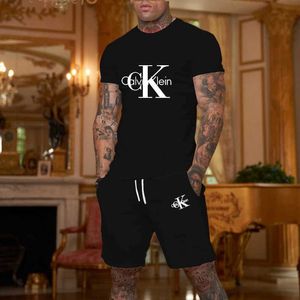 Tracki męskie Nowy letni zestaw mody mody T-shirt z krótkim rękawem+sportowy jogging xs-6xl Q2405010