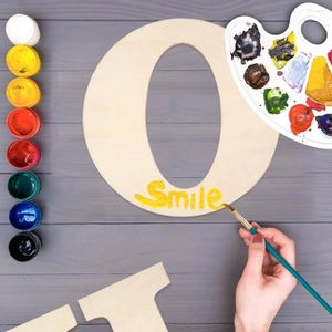 Decorative Figurines 1PC 30CM Wooden Letters DIY Wood Craft Blank Paintable Wall Door Ornaments Unfinished Alphabet Home Decoration Party